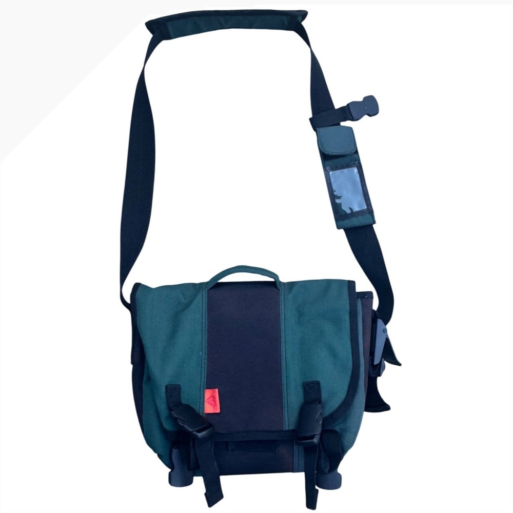 Ampro Messenger Bag Green Black Canvas Crossbody Shoulder Bag with ID Window